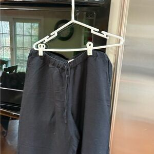 Wide Leg Drawstring Pants for Women - Black tie waist large